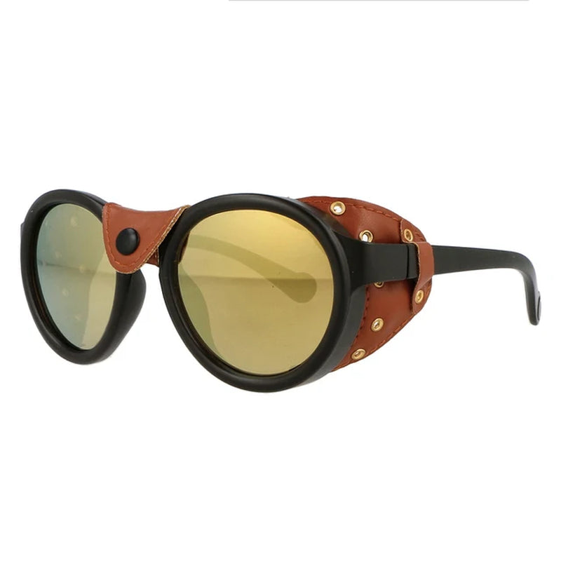 46311 Steam Punk Oval Windproof Goggle Sunglasses Men Women Fashion Shades UV400 Vintage Glasses