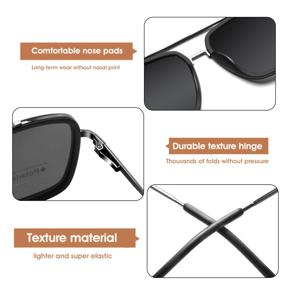 Classic Square Polarized Sunglasses for Women Men Retro Shades Sun Glasses