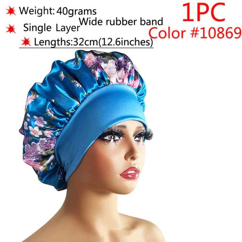 New Silk Sleeping Cap Night Hat Head Cover Bonnet Satin Cheveux Nuit for Curly Hair Care Women Beauty Maintenance Designer