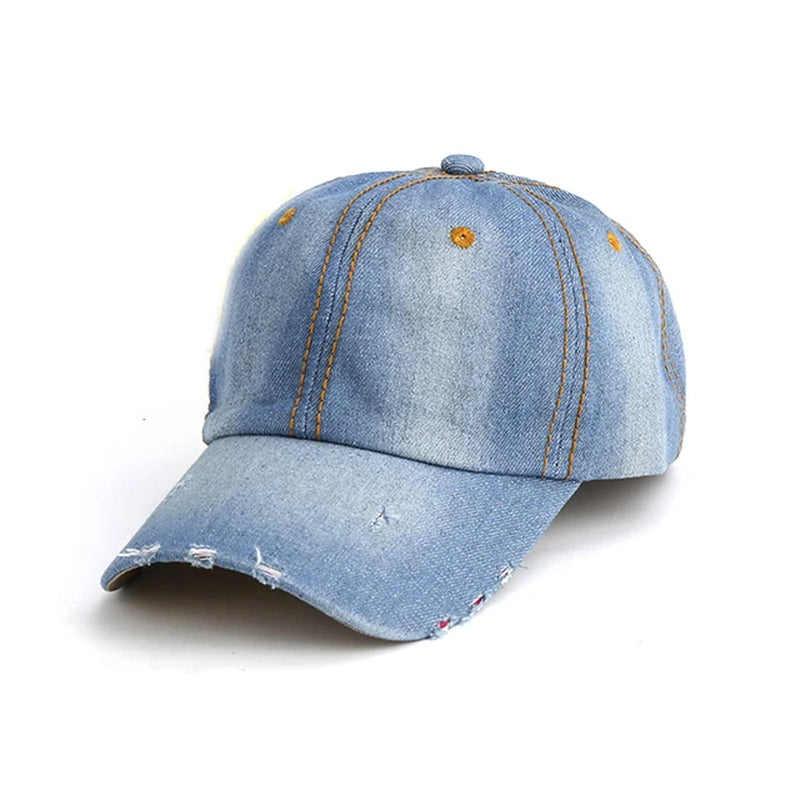 Unisex Solid Denim Men Women Baseball Cap Blank Washed Denim Jean Hat Retro Casquette Snapback Hats Adjustable Caps