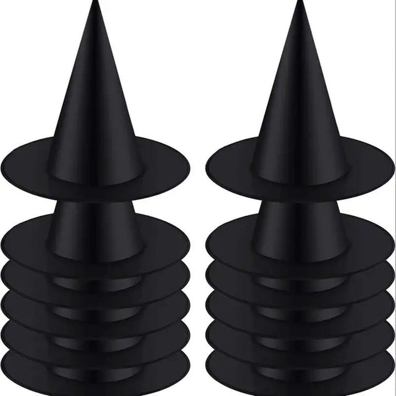 12Pcs Halloween Witch Hat Cap Hanging Witch Hat Costume Accessory for Halloween Party Favor, Black