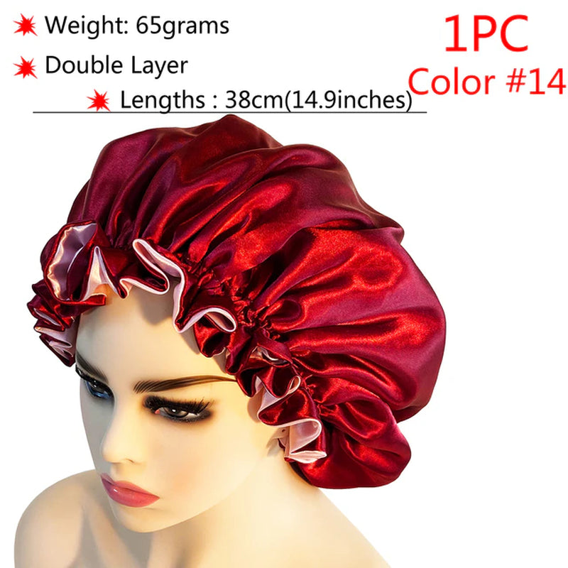 New Silk Sleeping Cap Night Hat Head Cover Bonnet Satin Cheveux Nuit for Curly Hair Care Women Beauty Maintenance Designer