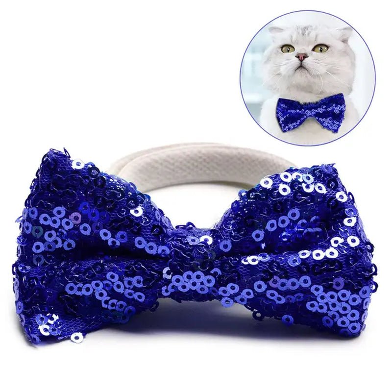 Pets Grooming Accessories Cute Dog Puppy Cat Kitten Pet Toy Kid Sequin Bow Tie Clothes Cat Dog Necktie for Birthday Christmas