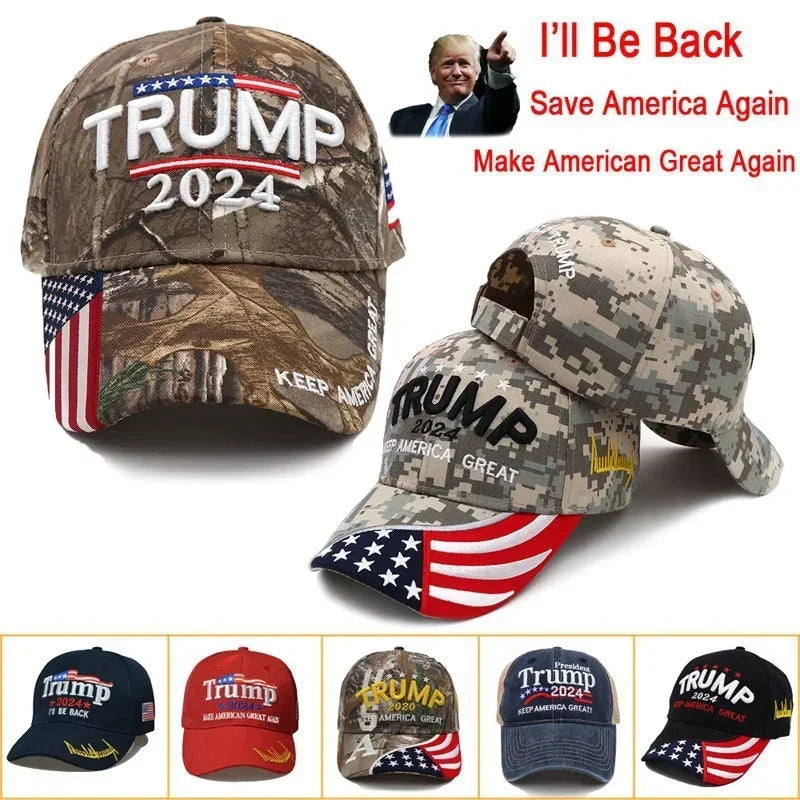 Donald Trump 2024 MAGA Hats Cap Baseball Embroidery Camo USA KAG Make Keep America Great Again Snapback President Hat Wholesale