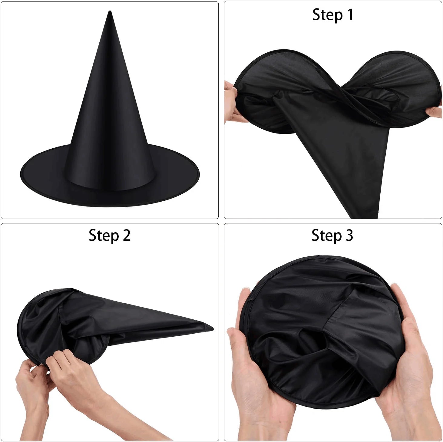 12Pcs Halloween Witch Hat Cap Hanging Witch Hat Costume Accessory for Halloween Party Favor, Black