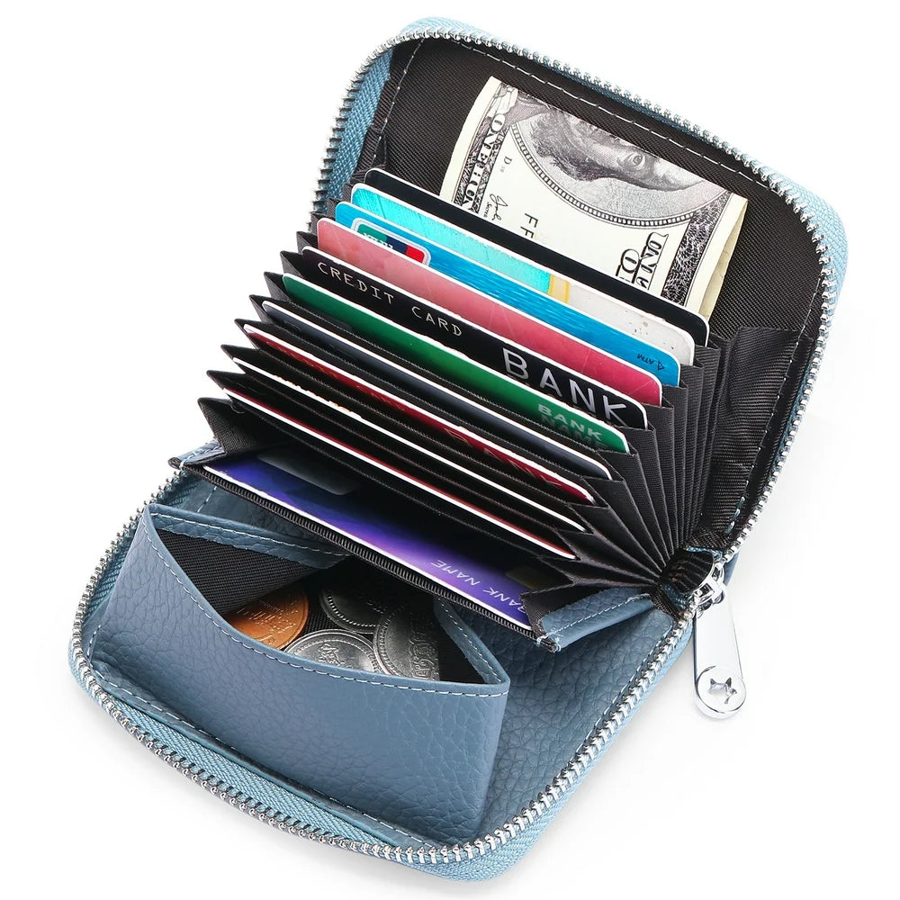 Small Wallet for Women, RFID Blocking Credit Card Holder Zipper Card Case Wallet