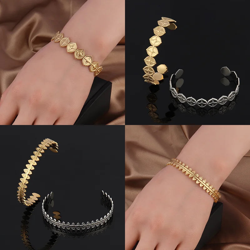 Women Stainless Steel Bracelets for Women Cuban Snake Bangle Bracelet Geometric Open Cuff Bracelet Punk Design Bracelet Jewelry