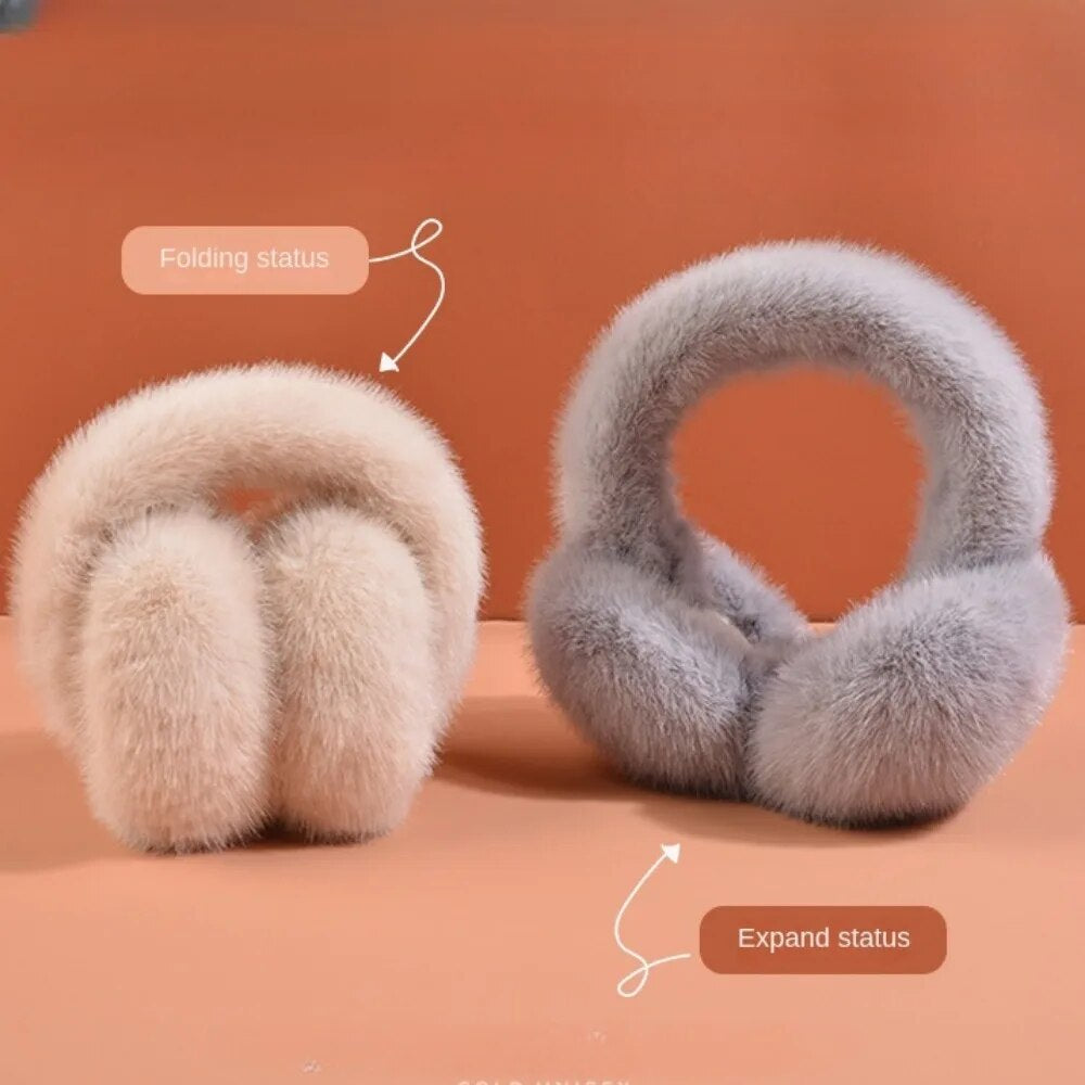 Soft Plush Ear Warmer Winter Warm Earmuffs Fashion Ear Cover Outdoor Cold Protection Solid Color Ear-Muffs Folding Earflap