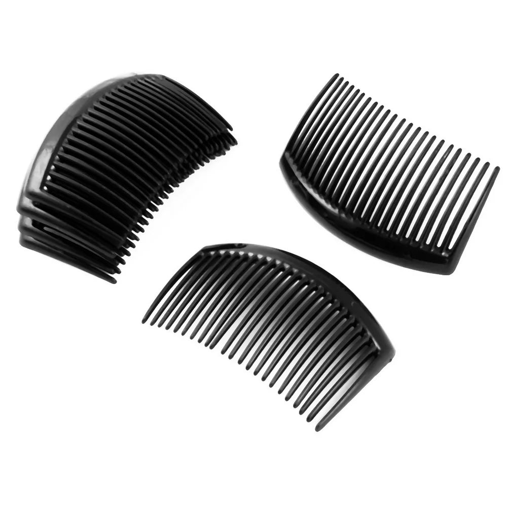 Women Plastic Handmade 23 Tooth Hair Comb Clip DIY Accessories Black 8 Pcs