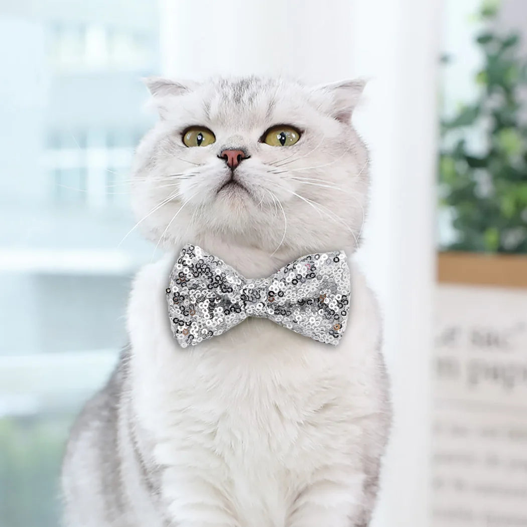 Pets Grooming Accessories Cute Dog Puppy Cat Kitten Pet Toy Kid Sequin Bow Tie Clothes Cat Dog Necktie for Birthday Christmas