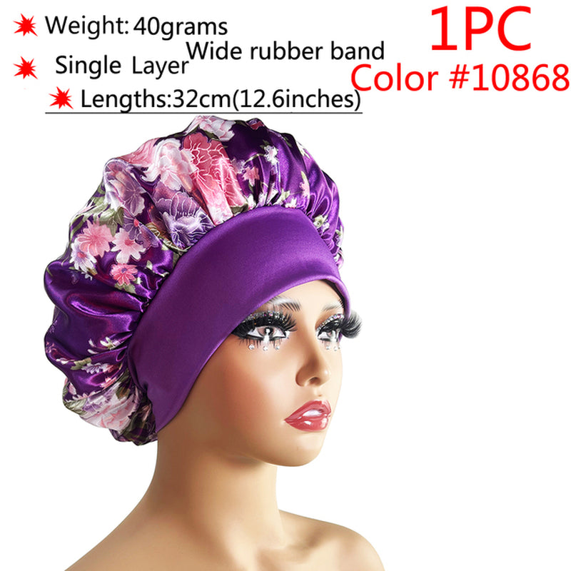 New Silk Sleeping Cap Night Hat Head Cover Bonnet Satin Cheveux Nuit for Curly Hair Care Women Beauty Maintenance Designer