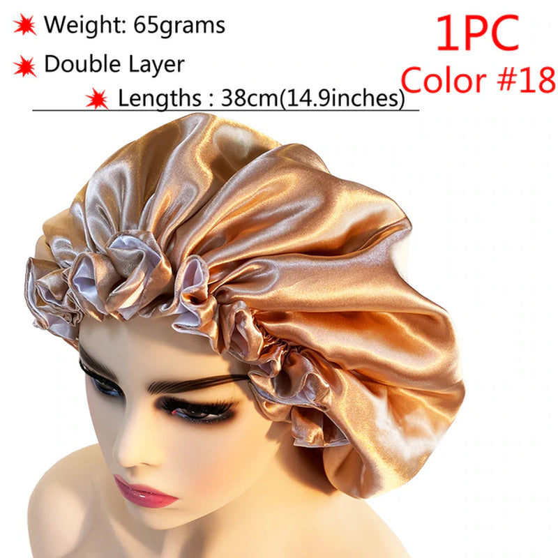 New Silk Sleeping Cap Night Hat Head Cover Bonnet Satin Cheveux Nuit for Curly Hair Care Women Beauty Maintenance Designer