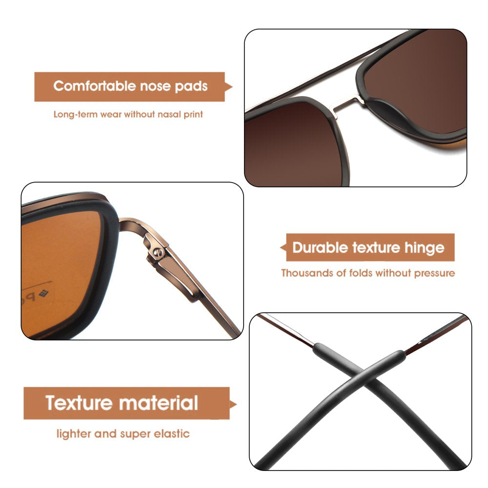 Classic Square Polarized Sunglasses for Women Men Retro Shades Sun Glasses